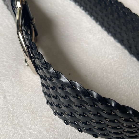 Michael Michael Kors Black Braided Wide Adjustable Belt Silver Buckle Sz Small - Picture 12 of 13